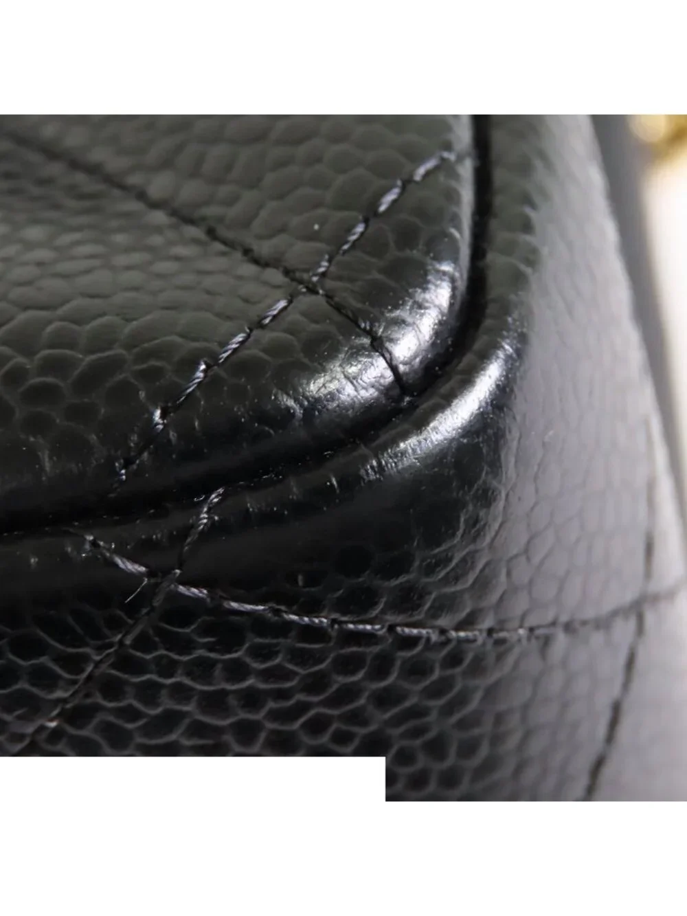 Chanel Classic Large Black Caviar Leather Double Flap Chain Shoulder Bag